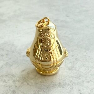 Russian Matryoshka Doll Charm GOLD Russian Nesting Doll Charm Locket Charm
